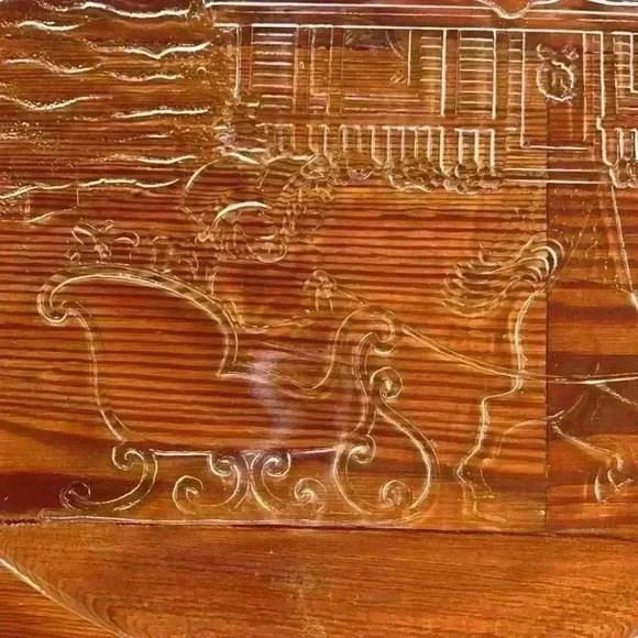 Libby Christmas Winter Sleigh Ride Scene Serving Platter/Clear Glass - Picture 5 of 8